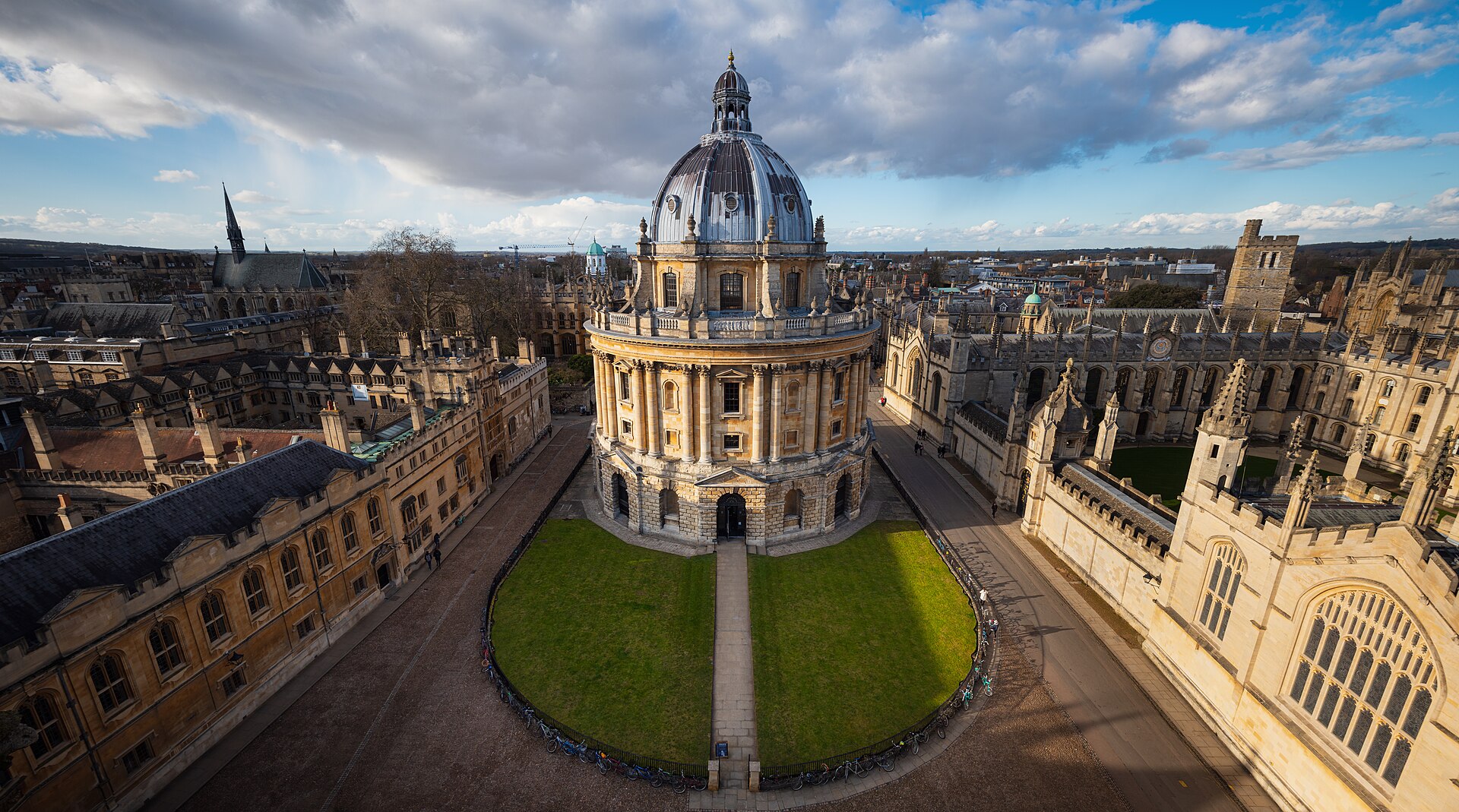 The Radcliffe Camera and central Oxford from above